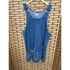 Carolina Blues Denim Floral Embroirered Dress Size 2X